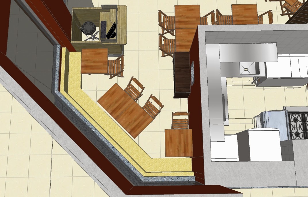 Projeto de reforma de restaurante_vista de cima_balcão de atendimento e cozinha.jpg