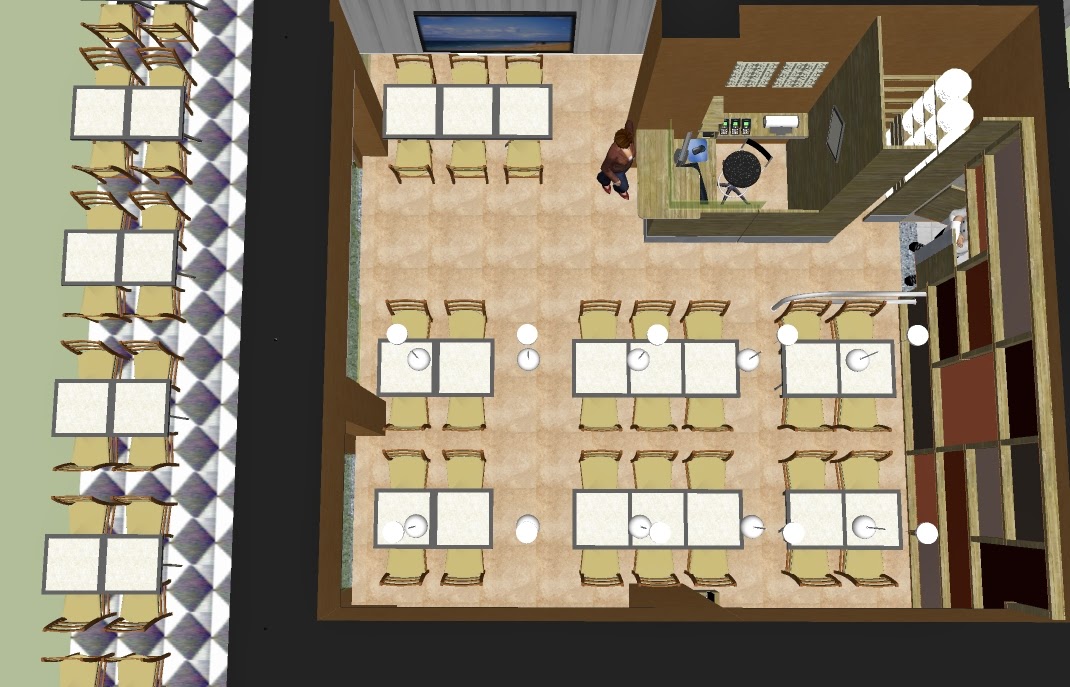 Projeto de reforma de restaurante_vista de cima_salão e balcão de atendimento 1.jpg